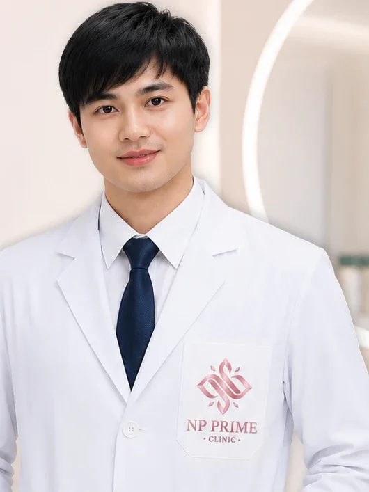 ภาพ นายแพทย์วิชนัน ศิริพงศ์เดชา สวมเสื้อกาวน์ NP PRIME CLINIC